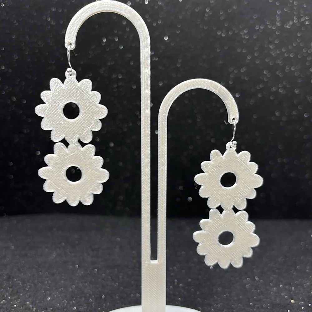 White Floral Earrings